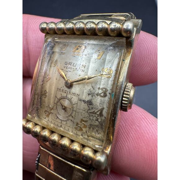 Vintage Gruen Veri-Thin Precision With Calendar Stretch Band 20mm 10k GF main image 9